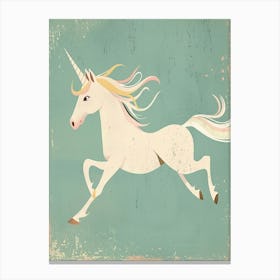 Pastel Unicorn Blue Background 2 Canvas Print