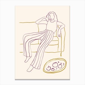 Woman Relaxes On A Couch Canvas Print