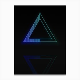 Neon Blue and Green Abstract Geometric Glyph on Black n.0107 Canvas Print