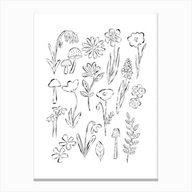 Forest Flowers Outlines Canvas Print
