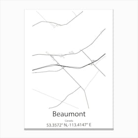 Beaumont,Canada Minimalist Map Canvas Print