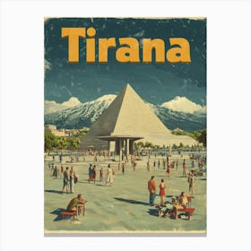 Aihrgdesign A Retro Travel Poster For Tirana 3 Canvas Print