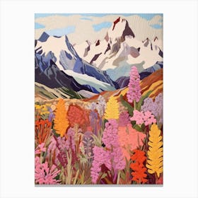 Mount Cook New Zealand 6 Colourful Mountain Illustration Canvas Print