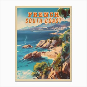 Vintage 1970s Travel Poster Of French South Coast Canvas Print