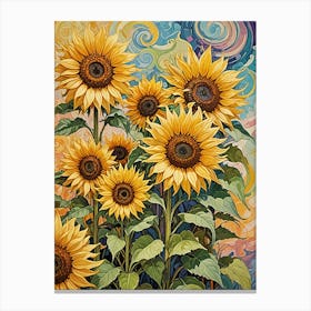 Swirly Sunflowers Canvas Print