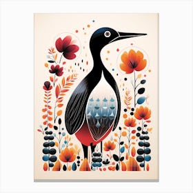 Scandinavian Bird Illustration Loon 1 Canvas Print