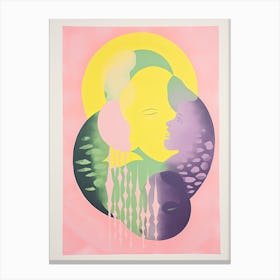Abstract Faces Risograph Style 4 Canvas Print