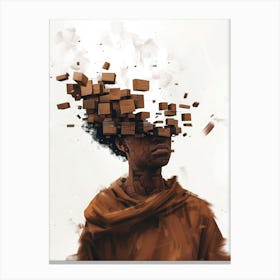 Man With Blocks On His Head Canvas Print