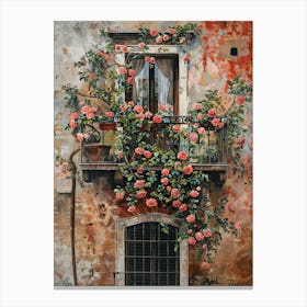 Balcony View Painting In Rome 1 Canvas Print