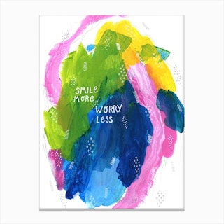 Smile More Worry Less Canvas Print