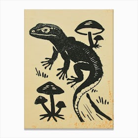 Lizard With Mushrooms Bold Block 2 Canvas Print