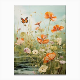 Poppies And Butterflies Canvas Print