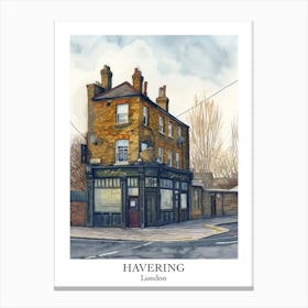 Havering London Borough   Street Watercolour 3 Poster Canvas Print