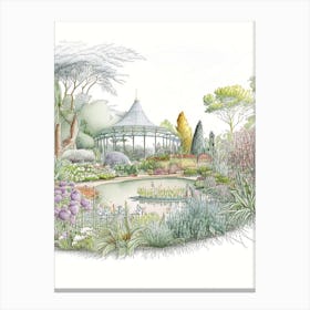 Lewis Ginter Botanical Garden, Usa Vintage Pencil Drawing Canvas Print