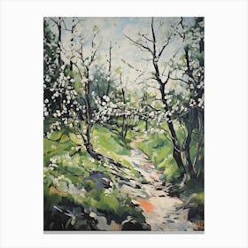 Grenn And White Trees In The Woods Painting 3 Canvas Print