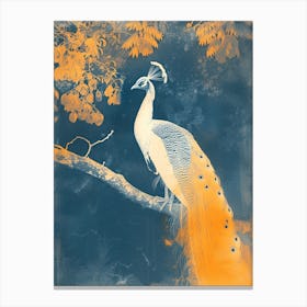 White Peacock With The Blossom 2 Canvas Print