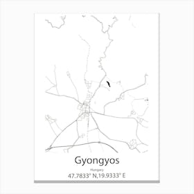 Gyongyos,Hungary Minimalist Map Canvas Print