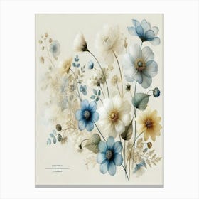 Dry Bouquet Art Blue Flowers Canvas Print Canvas Print