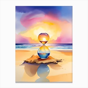 Hourglass On The Beach 1 Canvas Print