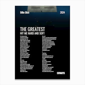 The Greatest Billie Eilish - Lyrics Poster Canvas Print