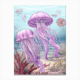 Mauve Stinger Jellyfish Illustration 1 Canvas Print