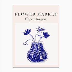Flower Market Blue And White Canvas Print