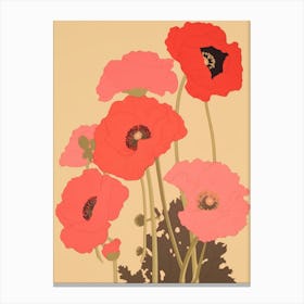 Poppies Flower Big Bold Illustration 4 Canvas Print