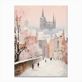 Dreamy Winter Painting Frankfurt Germany 1 Canvas Print