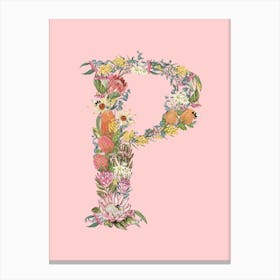 P Pink Alphabet Letter Canvas Print