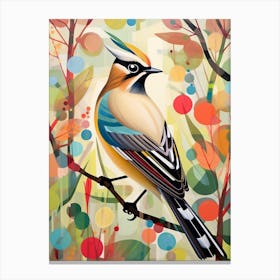 Bird Painting Collage Cedar Waxwing 2 Canvas Print