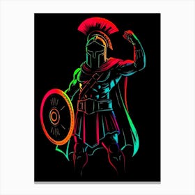 Spartan Warrior Neon Illustration Canvas Print