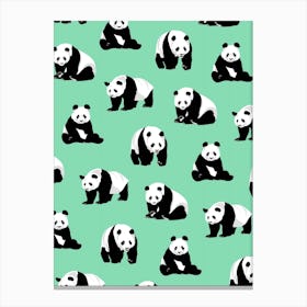 Pandas on Green Canvas Print