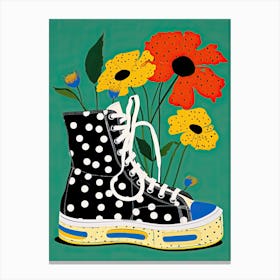 Garden Grace: Blooms on Stylish Sneakers Canvas Print