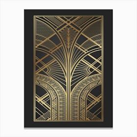 Art Deco Pattern 2 Black and Gold 1 Canvas Print