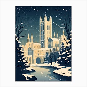 Winter Travel Night Illustration Canterbury United Kingdom 1 Canvas Print
