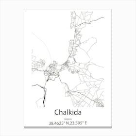 Chalkida,Greece Minimalist Map Canvas Print