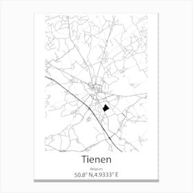 Tienen,Belgium Minimalist Map Canvas Print