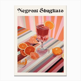 Negroni Spagliato Retro Cocktail Poster Canvas Print
