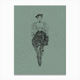 Woman Riding A Bicycle print art Canvas Print