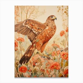 Red Tailed Hawk 3 Detailed Bird Painting Canvas Print