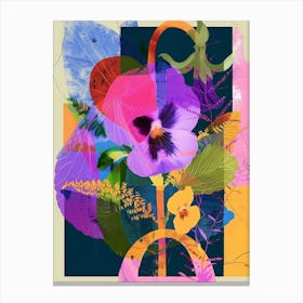 Pansy 1 Neon Flower Collage Canvas Print