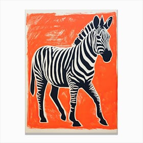 Zebra, Woodblock Animal  Drawing 2 Canvas Print