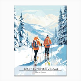 Banff Sunshine Village   Alberta Canada, Ski Resort Poster Illustration 3 Canvas Print
