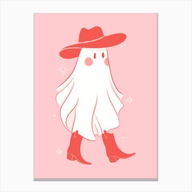 Cowboy Ghost - Pink - Western Halloween Canvas Print