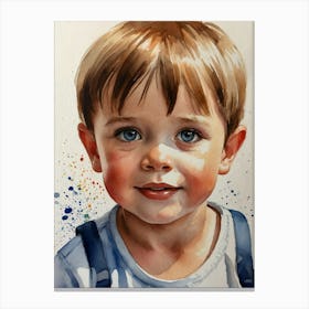Watercolor Of A Boy Canvas Print