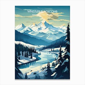Poster Of Whistler Blackcomb   British Columbia, Canada, Ski Resort Illustration 1 Canvas Print