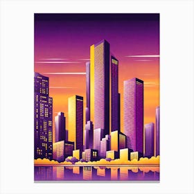 Cityscape At Sunset, vector art 1 Canvas Print