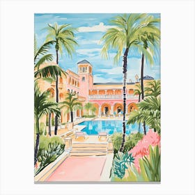 The Breakers Palm Beach   Palm Beach, Florida   Resort Storybook Illustration 3 Canvas Print