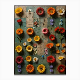 Flowers On A Board Canvas Print