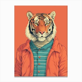 Tiger Illustrations Wearing A Polo Shirt 3 Canvas Print